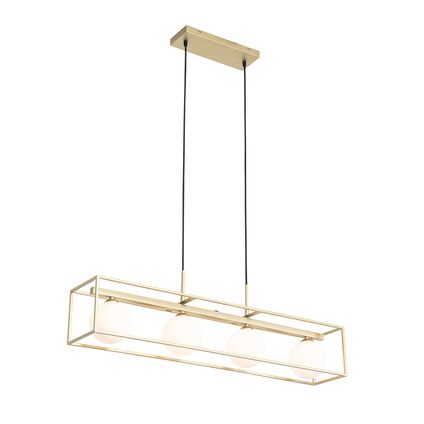 QAZQA Design plafondlamp goud met wit 4-lichts - Aniek