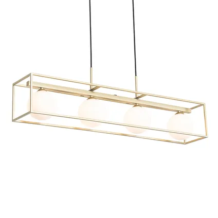 QAZQA Design plafondlamp goud met wit 4-lichts - Aniek 5