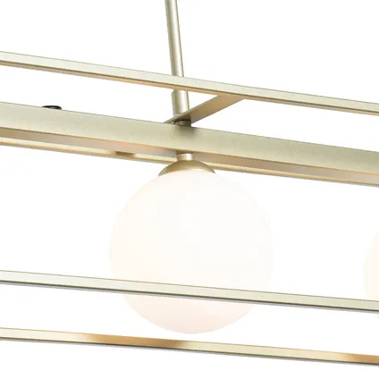 QAZQA Design plafondlamp goud met wit 4-lichts - Aniek 6
