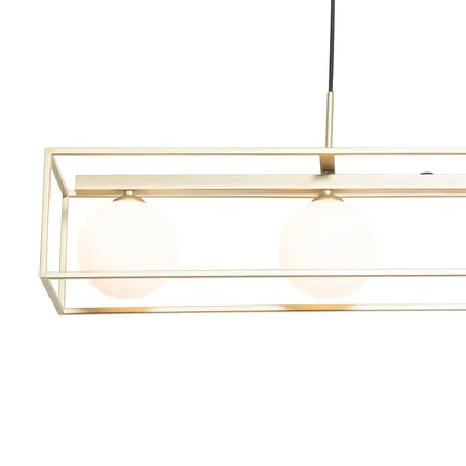 QAZQA Design plafondlamp goud met wit 4-lichts - Aniek 7