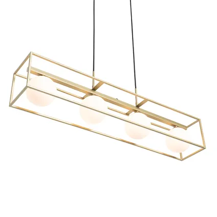 QAZQA Design plafondlamp goud met wit 4-lichts - Aniek 9