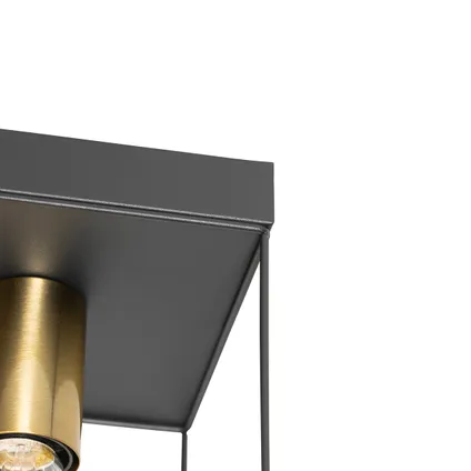 QAZQA Minimalistische plafondlamp zwart met goud 2-lichts - Kodi 5