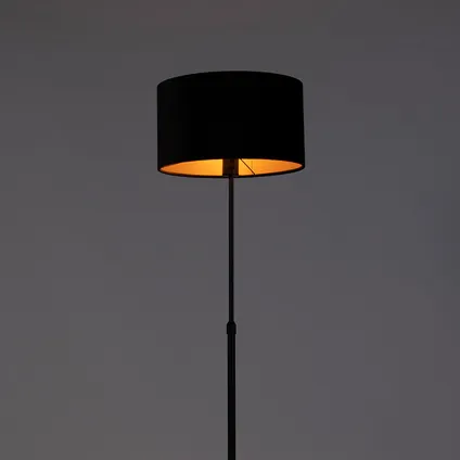 QAZQA Lampadaire noir avec abat-jour en velours noir avec or 35 cm - Parte 10