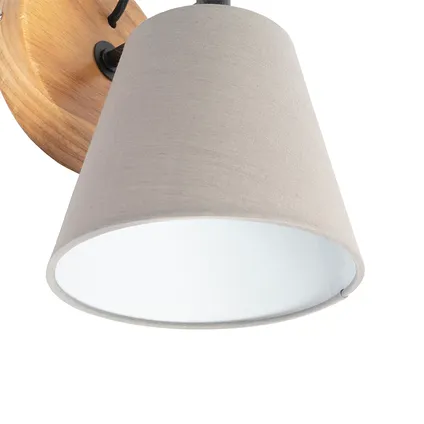 QAZQA Landelijke wandlamp hout met grijs - Cupy 3