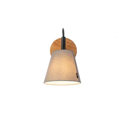 QAZQA Landelijke wandlamp hout met grijs - Cupy 5