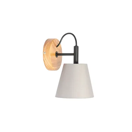 QAZQA Landelijke wandlamp hout met grijs - Cupy 6