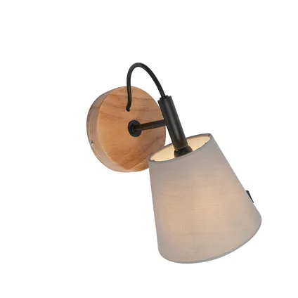 QAZQA Landelijke wandlamp hout met grijs - Cupy 7