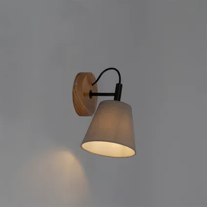 QAZQA Landelijke wandlamp hout met grijs - Cupy 9