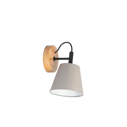QAZQA Landelijke wandlamp hout met grijs - Cupy 10