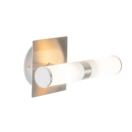 QAZQA Moderne wandlamp staal IP44 2-lichts - Bath 10