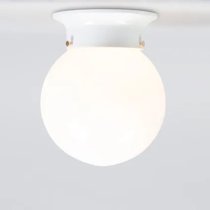QAZQA Retro plafondlamp wit opaal glas - Scoop 3