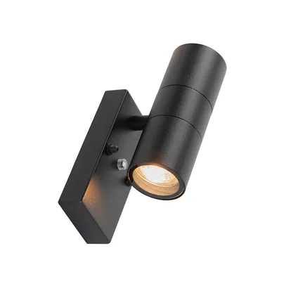 QAZQA Buiten wandlamp zwart 2-lichts IP44 met schemersensor - Duo 9