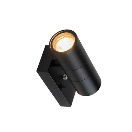 QAZQA Buiten wandlamp zwart 2-lichts IP44 met schemersensor - Duo 10