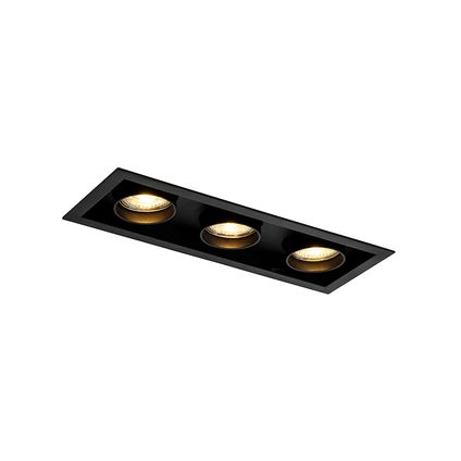 QAZQA Spot encastrable moderne noir réglable 3 lumières - Toit