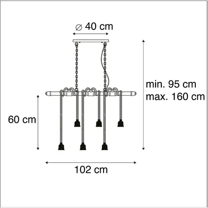 QAZQA Industriële hanglamp zwart 6-lichts - Plural 4