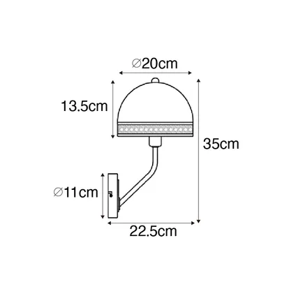 QAZQA Oosterse wandlamp wit met rotan 20 cm - Magna Rotan 4