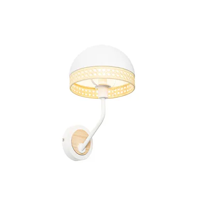QAZQA Oosterse wandlamp wit met rotan 20 cm - Magna Rotan 10