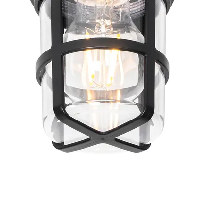 QAZQA Plafond- en wandlamp zwart met heldere kap IP54 - Kiki 5