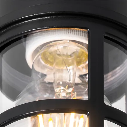 QAZQA Plafond- en wandlamp zwart met heldere kap IP54 - Kiki 6