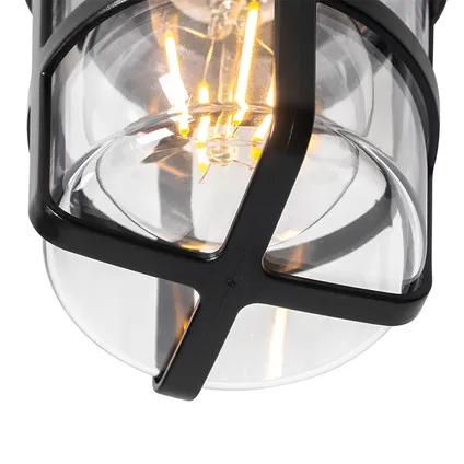 QAZQA Plafond- en wandlamp zwart met heldere kap IP54 - Kiki 7