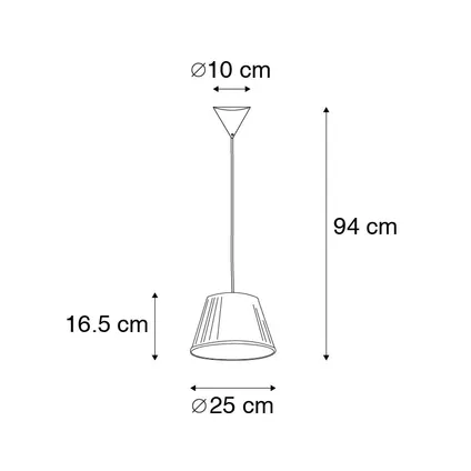 QAZQA Retro hanglamp crème 25 cm - Plisse 4