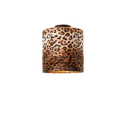 QAZQA Plafondlamp mat zwart kap luipaard dessin 25 cm - Combi