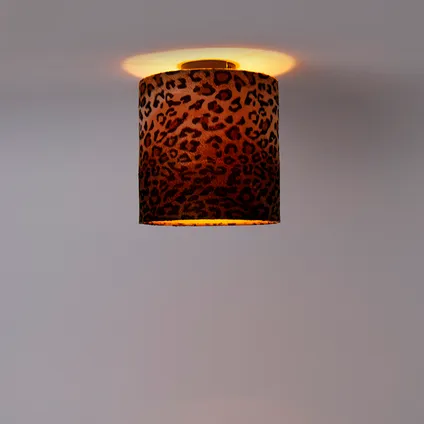 QAZQA Plafondlamp mat zwart kap luipaard dessin 25 cm - Combi 9