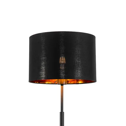 QAZQA Moderne vloerlamp zwart met goud rond - VT 3