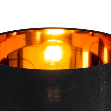 QAZQA Moderne vloerlamp zwart met goud rond - VT 8