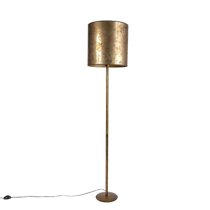 QAZQA Vintage vloerlamp goud met oud brons kap 40 cm - Simplo 9