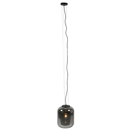 QAZQA Lampe à suspension intelligente noire avec verre fumé avec WiFi A60 - Bliss 3