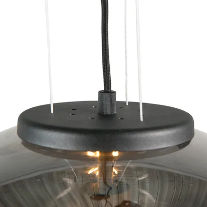 QAZQA Lampe à suspension intelligente noire avec verre fumé avec WiFi A60 - Bliss 6