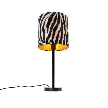 QAZQA Moderne tafellamp zwart met kap zebra 25 cm - Simplo 5