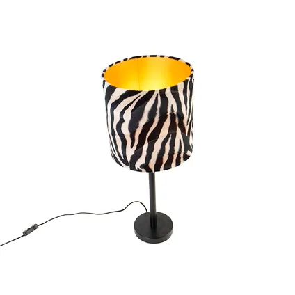 QAZQA Moderne tafellamp zwart met kap zebra 25 cm - Simplo 6