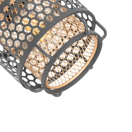 QAZQA Design plafondlamp zwart met goud 2-lichts - Noud 5