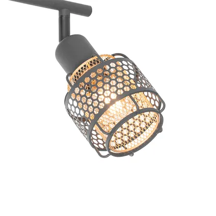 QAZQA Design plafondlamp zwart met goud 2-lichts - Noud 7