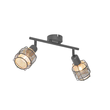 QAZQA Design plafondlamp zwart met goud 2-lichts - Noud 10