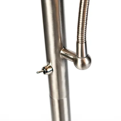 QAZQA Klassieke vloerlamp staal met witte kap en leeslampje - Retro 5