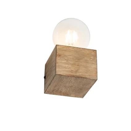 QAZQA Landelijke wandlamp hout - Bloc 9