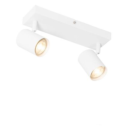 QAZQA Plafonnier moderne blanc 2 lumières orientable rectangulaire - Jeana