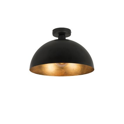 QAZQA Industriële plafondlamp zwart met goud 35 cm - Magna