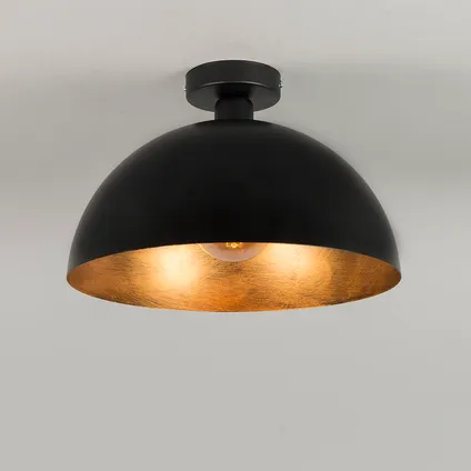 QAZQA Industriële plafondlamp zwart met goud 35 cm - Magna 2