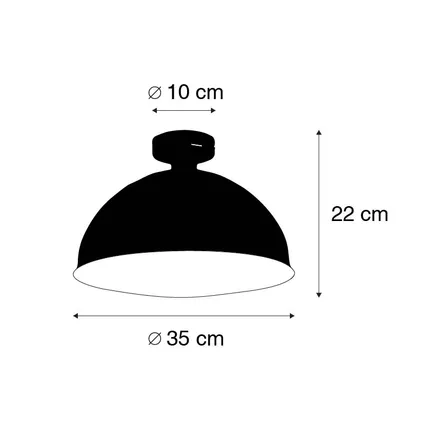 QAZQA Industriële plafondlamp zwart met goud 35 cm - Magna 4