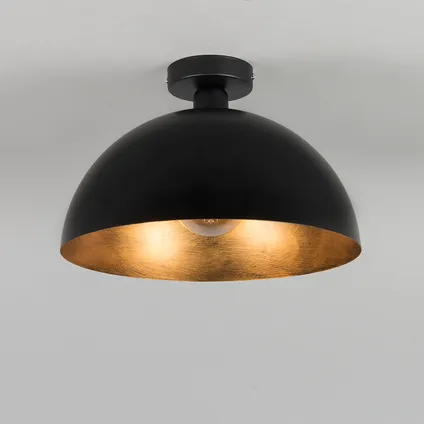QAZQA Industriële plafondlamp zwart met goud 35 cm - Magna 7