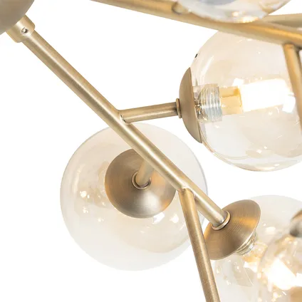 QAZQA Moderne plafondlamp brons met amber glas 20-lichts - Bianca 2