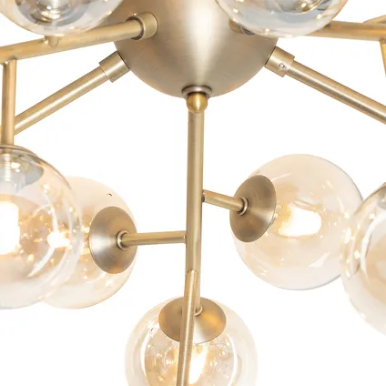 QAZQA Moderne plafondlamp brons met amber glas 20-lichts - Bianca 3