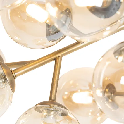 QAZQA Moderne plafondlamp brons met amber glas 20-lichts - Bianca 5