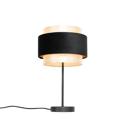 QAZQA Moderne tafellamp zwart met goud - Elif