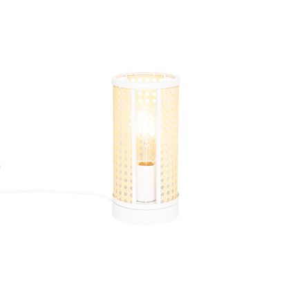 QAZQA Lampe à poser rétro blanche avec rotin 12 cm - Akira
