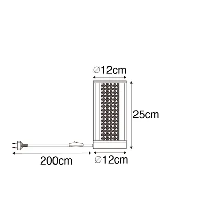 QAZQA Oosterse tafellamp wit met rotan 12 cm - Akira 4